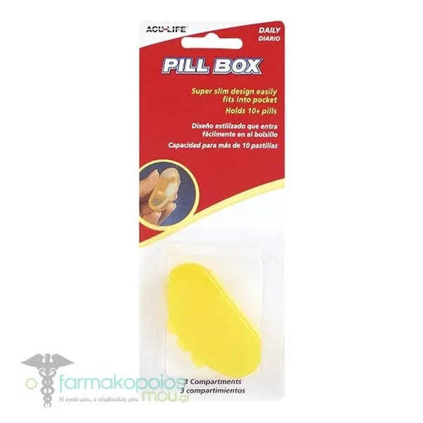 Acu-Life184A Daily Pill Case with 3 Compartments, 1pc - Κίτρινο