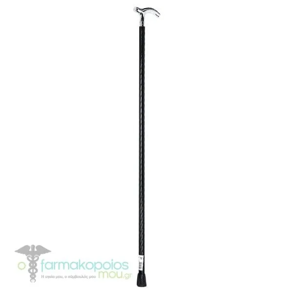 ADCO Cane with Silver Handle T (06120) Wooden - Metal, 1pc - 002 Μαύρο