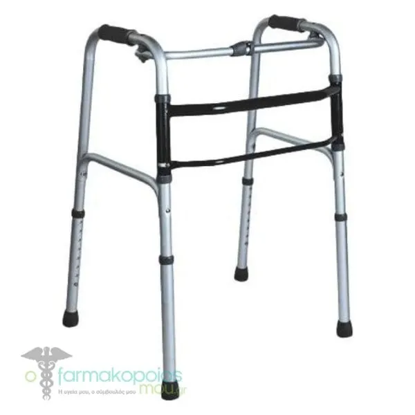 Adco Folding Walker (06301) with Adjustable Height (Min 78cm - Max 90cm), 1pcs - 002 Μαύρο