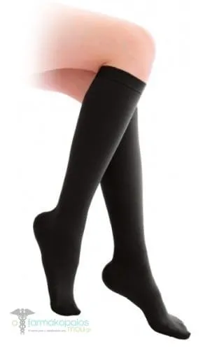 Adco Κάλτσες Φλεβίτιδας Κάτω Γόνατος Class I (07160) Κλειστά Δάκτυλα (15-20mm Hg), 1 ζευγάρι - 002 Μαύρο
