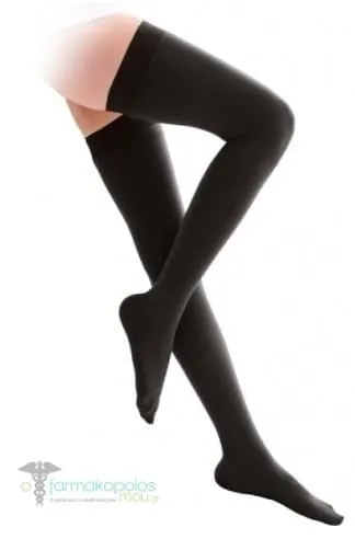 Adco Class I Thigh Root Socks (07171) Closed Toe Silicone (15-20mm Hg), 1 pair - 002 Μαύρο