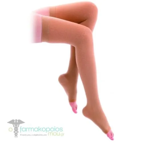 Adco Thigh Root Socks Class I (07175) Open Toes (15-20mm Hg), 1 pair - Μπέζ