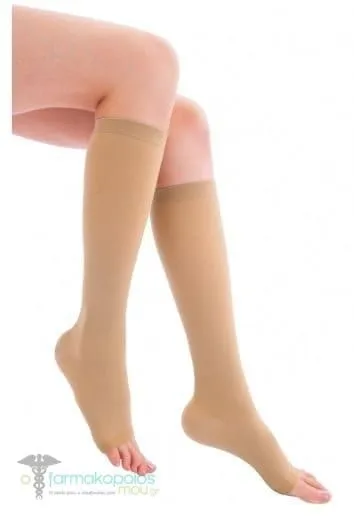 Adco Class III Lower Knee Socks (07365) Open Toes (30-40mm Hg), 1 pair - Μπέζ