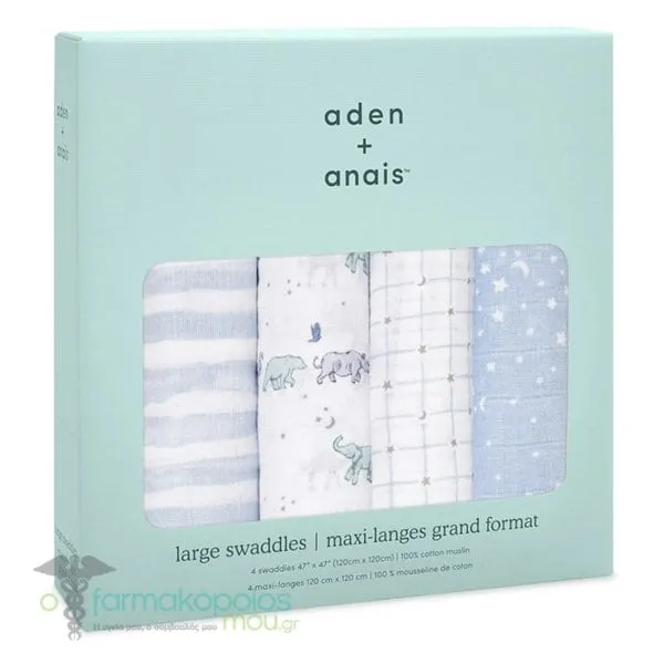 Aden + Anais Boutique Cotton Muslin Swaddles Rising Star, 4pcs