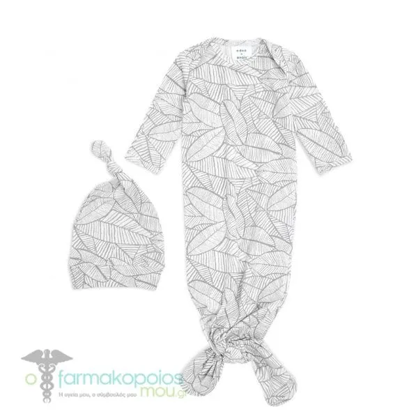 Aden + Anais Comfort Knit Newborn Gift Set Knotted Gown & Infant Hat Zebra Plant 0-3m, 1set
