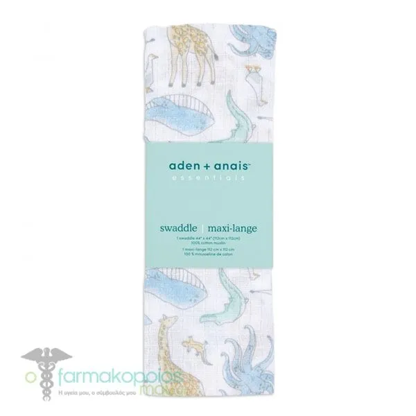 Aden + Anais Essentials Cotton Muslin Swaddle Natural History - Species, 1pc