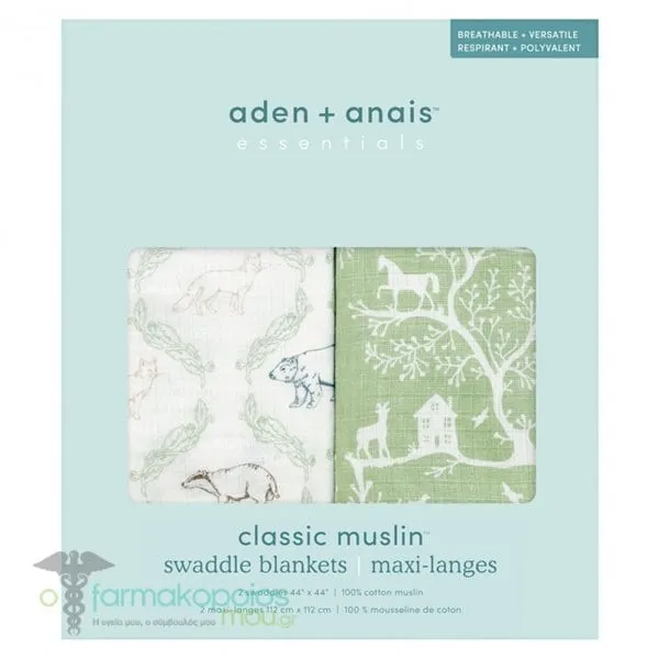 Aden + Anais Essentials Cotton Muslin Swaddles Harmony, 2pcs