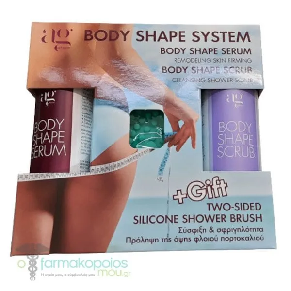 AG Pharm Body Shape System Set with Body Shape Serum, 200ml & Body Shape Scrub, 200ml & FREE Silicone Brush, 1pc
