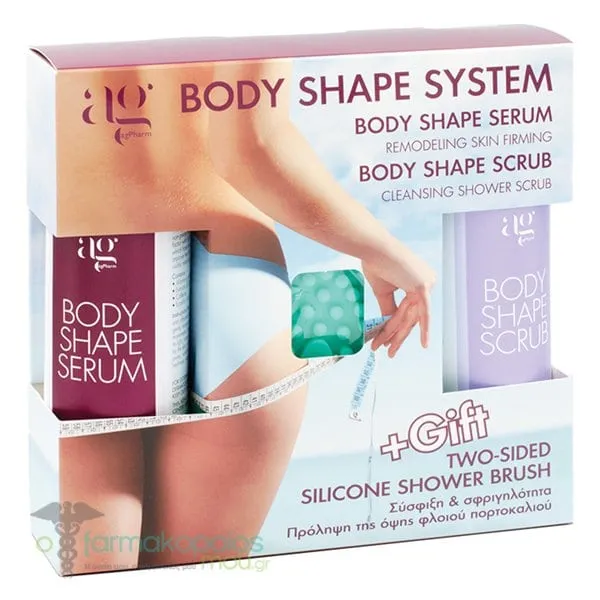 AG Pharm Body Shape System Shape Serum Σώματος, 200ml, Shape Scrub Σώματος, 200ml &amp; Δώρο Βουρτσάκι Μασάζ Δύο Όψεων, 1τεμ, 1σετ