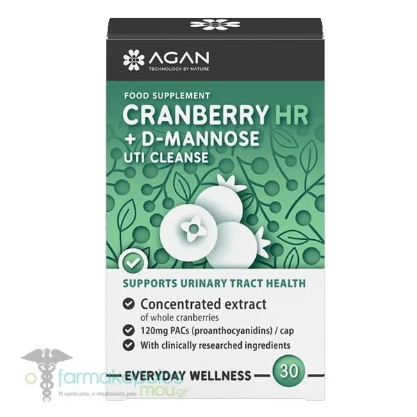 Agan Cranberry HR & D-Mannose UTI Cleanse, 30caps
