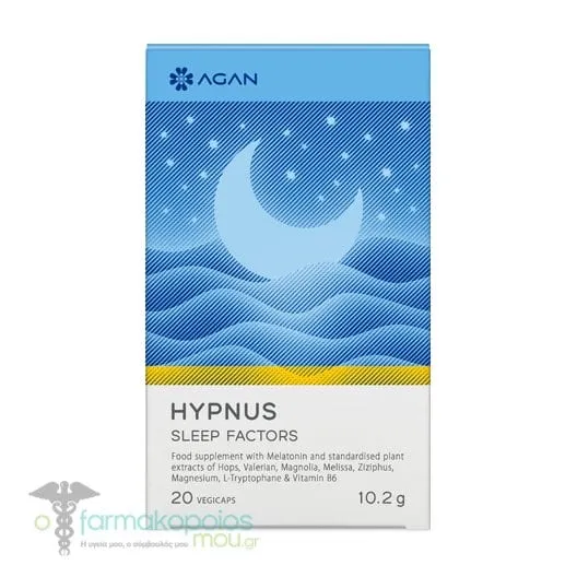 Agan Hypnus Sleep Factors Συμπλήρωμα Διατροφής με Μελατονίνη για την Βελτίωση της Ποιότητας Ύπνου, 20 vegicaps