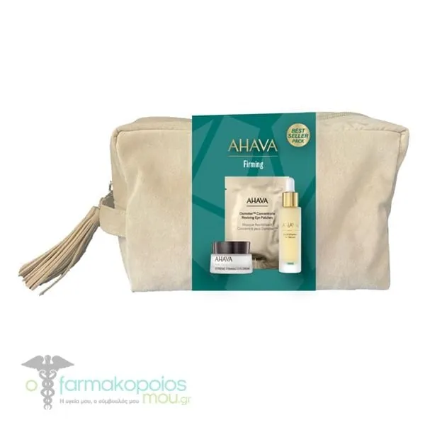Ahava Firming Promo with MultiVitamin C+ Firming Serum, 30ml, Extreme Firming Eye Cream, 15ml, Osmoter Eye Patches, 1pair & Beauty Pouch as Gift, 1pcs, 1set