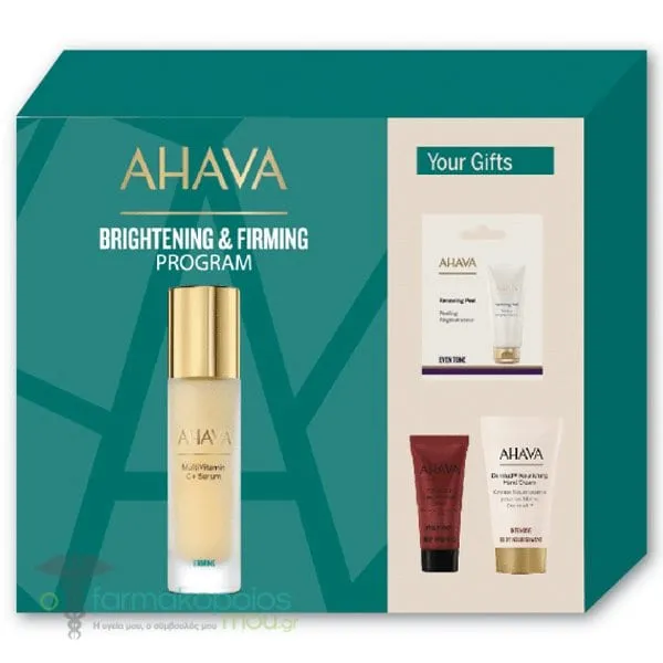 Ahava Multivitamin Promo Pack with MultiVitamin C+ Serum, 30ml, Advanced Deep Wrinkle Cream, 15ml, Renewing Peel, 8ml & Dermud Hand Cream, 40ml, 1set