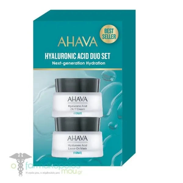 Ahava Hyaluronic Acid Duo Set with 24/7 Cream, 50ml & Leave-On Mask, 50ml, 1set