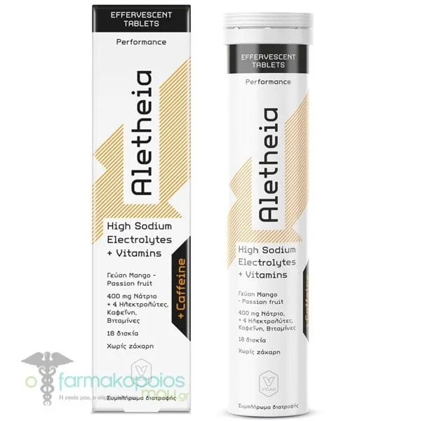 Aletheia High Sodium Electrolytes + Vitamins + Caffeine, 18eff.tabs
