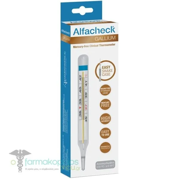 Alfacheck Gallium Θερμόμετρο Γαλλίου χωρίς Υδράργυρο, 1τεμ
