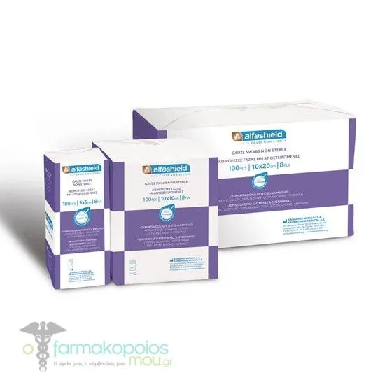 Alfashield Non-Sterile Gauzes 10x10cm 8ply, 100pcs