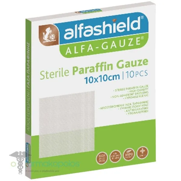 Alfashield Alfa-Gauze Sterile Paraffin Sterile Gauze 10x10cm, 10pcs