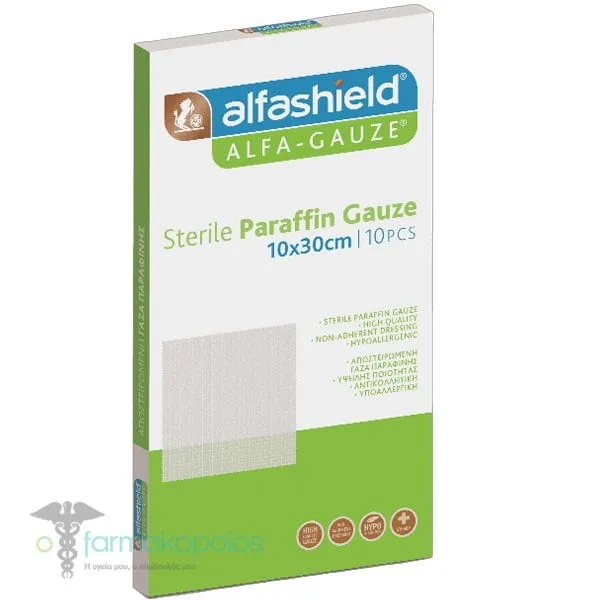 Alfashield Alfa-Gauze Sterile Paraffin Sterile Gauze 10x30cm, 10pcs