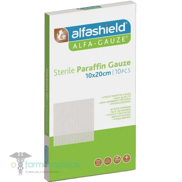 Alfashield Alfa-Gauze Sterile Paraffin Sterile Gauze 10x20cm, 10pcs