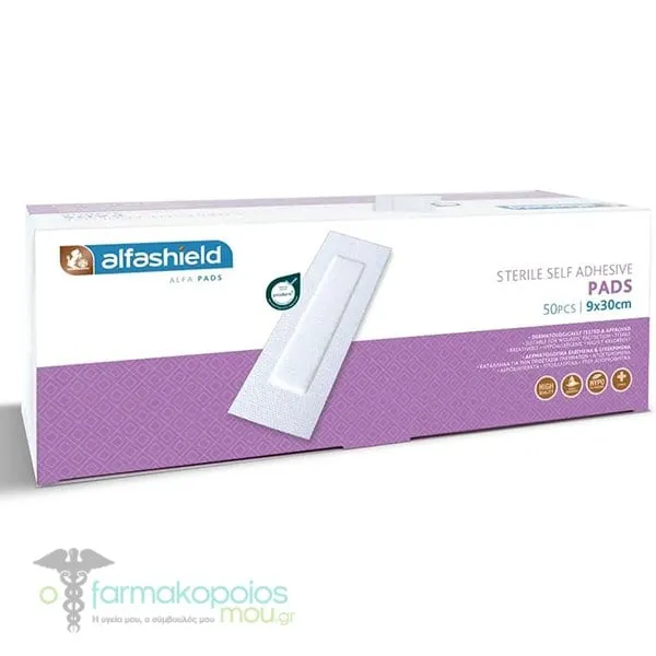 Alfashield Sterile Self Adhesive Pad Αποστειρωμένο Αυτοκόλλητο Επίθεμα 9cmx30cm, 50τεμ