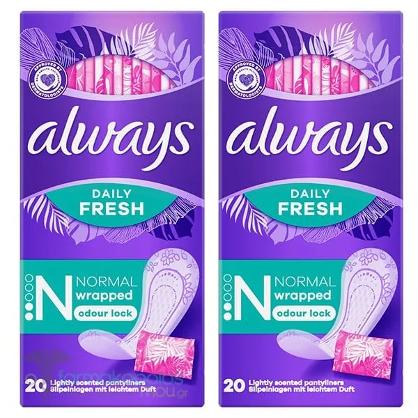 Always Dailies Normal (1+1 ΔΩΡΟ) Σερβιετάκια για Καθημερινή Χρήση, (2x20τεμ) 40τεμ