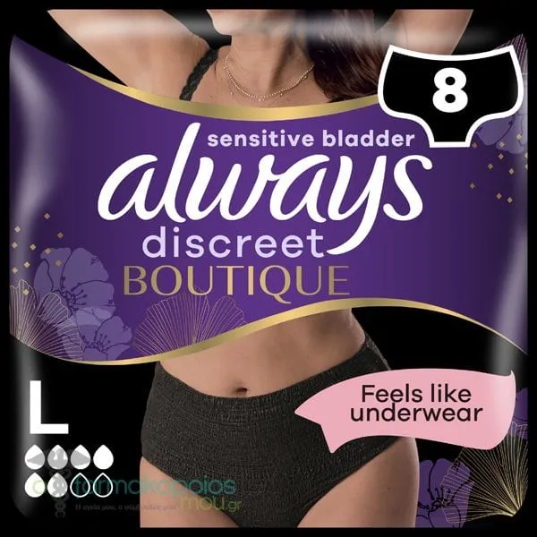 Always Discreet Boutique Incontinence Pants Plus 6 Large, 8pcs