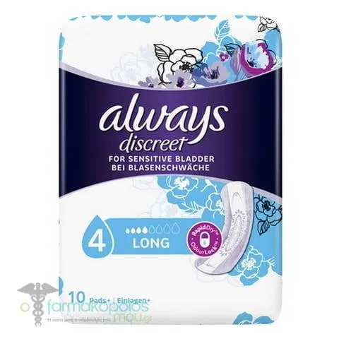 Always Discreet Incontinence Pads Long Size 4, 10 pieces