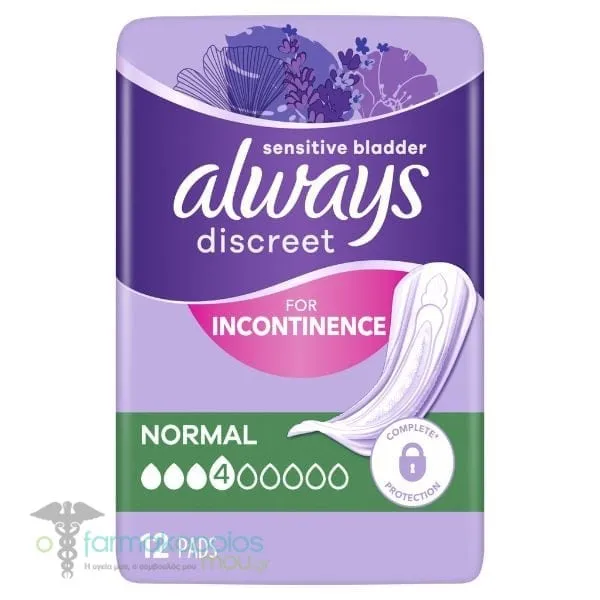 Always Discreet Pads Normal Γυναικείες Σερβιέτες για την Ακράτεια, 12τεμ