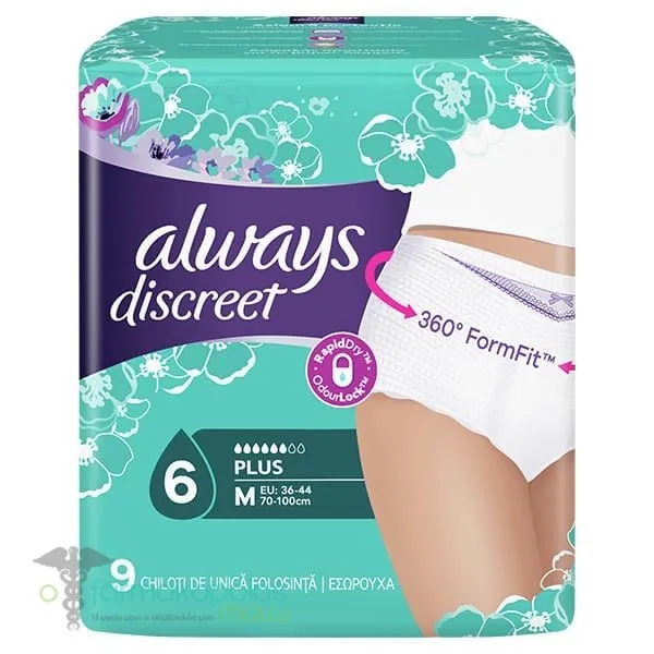 Always Discreet Plus Medium Disposable Incontinence Underwear, 9pcs