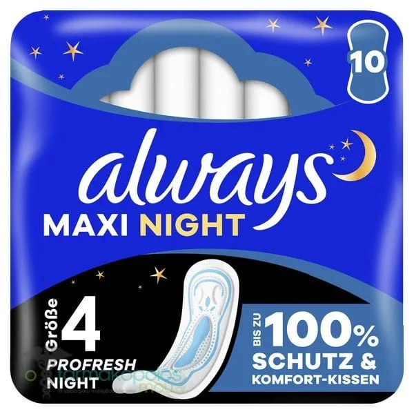 Always Maxi Nights Secure Night Size 4 Σερβιέτες Νυκτός χωρίς Φτερά, 10τεμ