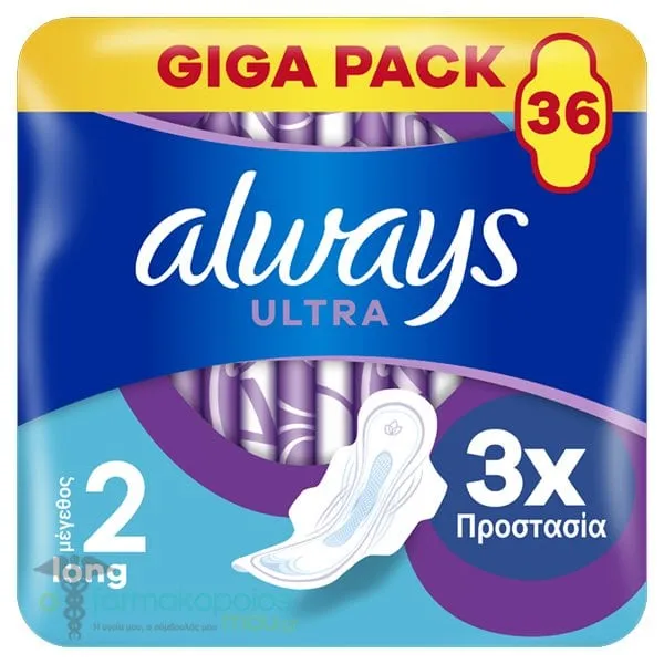 Always Ultra Long Σερβιέτες με Φτερά (Μέγεθος 2), 36τεμ