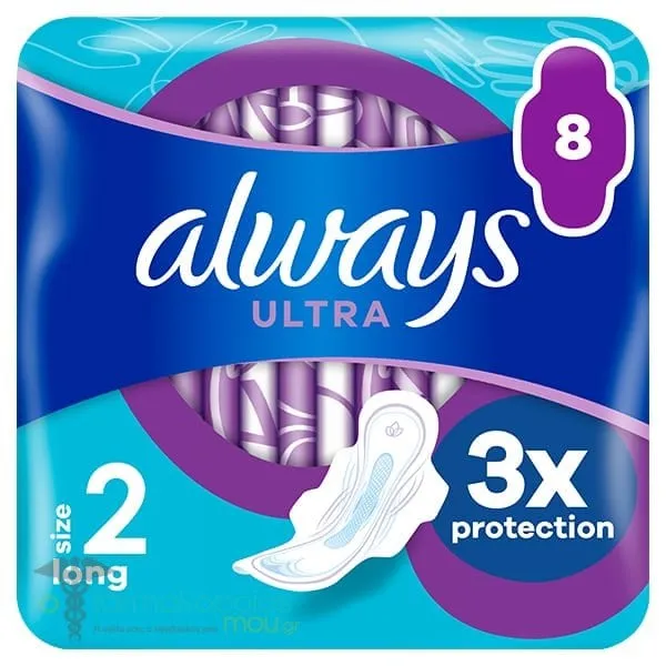 Always Ultra Long Plus Σερβιέτες με Φτερά (Μέγεθος 2), 8τεμ