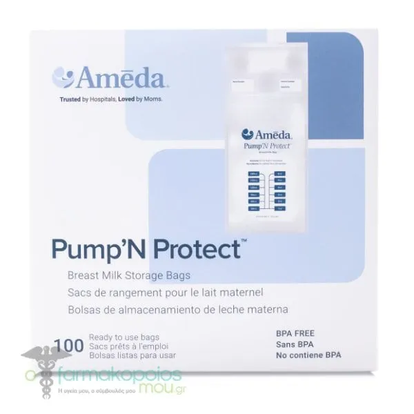 Ameda Pump ‘N Protect 6 Ounce Milk Storage Bags, 100pcs