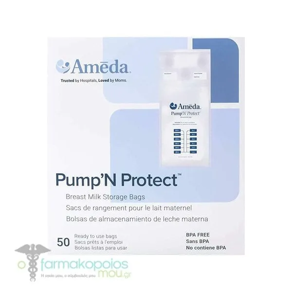 Ameda Pump ‘N Protect 6 Ounce Milk Storage Bags, 50pcs