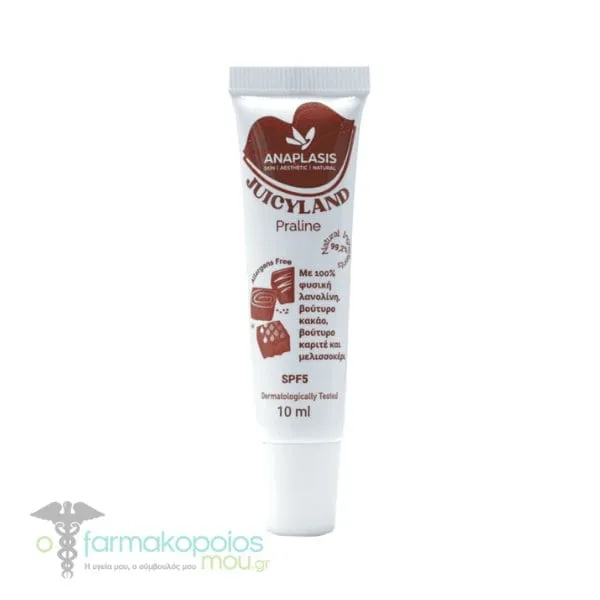 Anaplasis Juicy Land Lip Balm Βάλσαμο Χειλιών SPF5, 10ml - Praline
