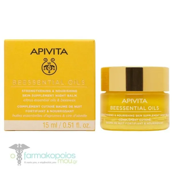 Apivita Beesential Oils Strengthening & Nourishing Skin Supplement Night Balm, 15ml