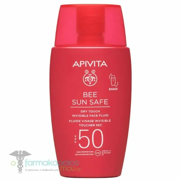 Apivita Bee Sun Safe Dry Touch Invisible Face Fluid with Marine Algae & Propolis SPF50, 50ml