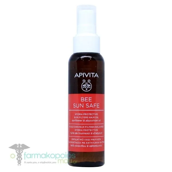 Apivita Bee Sun Safe Hydra Protective Sun Filters Hair Oil with Sunflower & Abyssinian Oil, 100ml