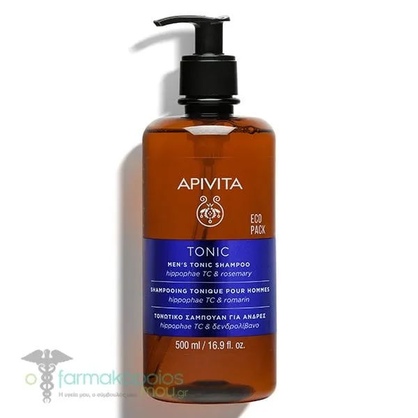 Apivita Εco Pack Men's Tonic Τονωτικό Σαμπουάν κατά της Ανδρικής Τριχόπτωσης με Hippophae TC & Δενδρολίβανο, 500ml