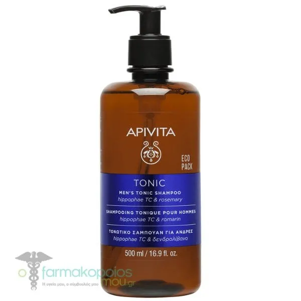 Apivita Eco Pack Men's Tonic Shampoo with Hippophae TC & Rosemary, 500ml