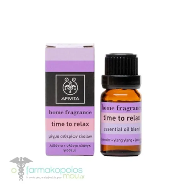 Apivita Essential Oil Time Τo Relax with Lavender, Jasmine & Ylang-Ylang, 10ml