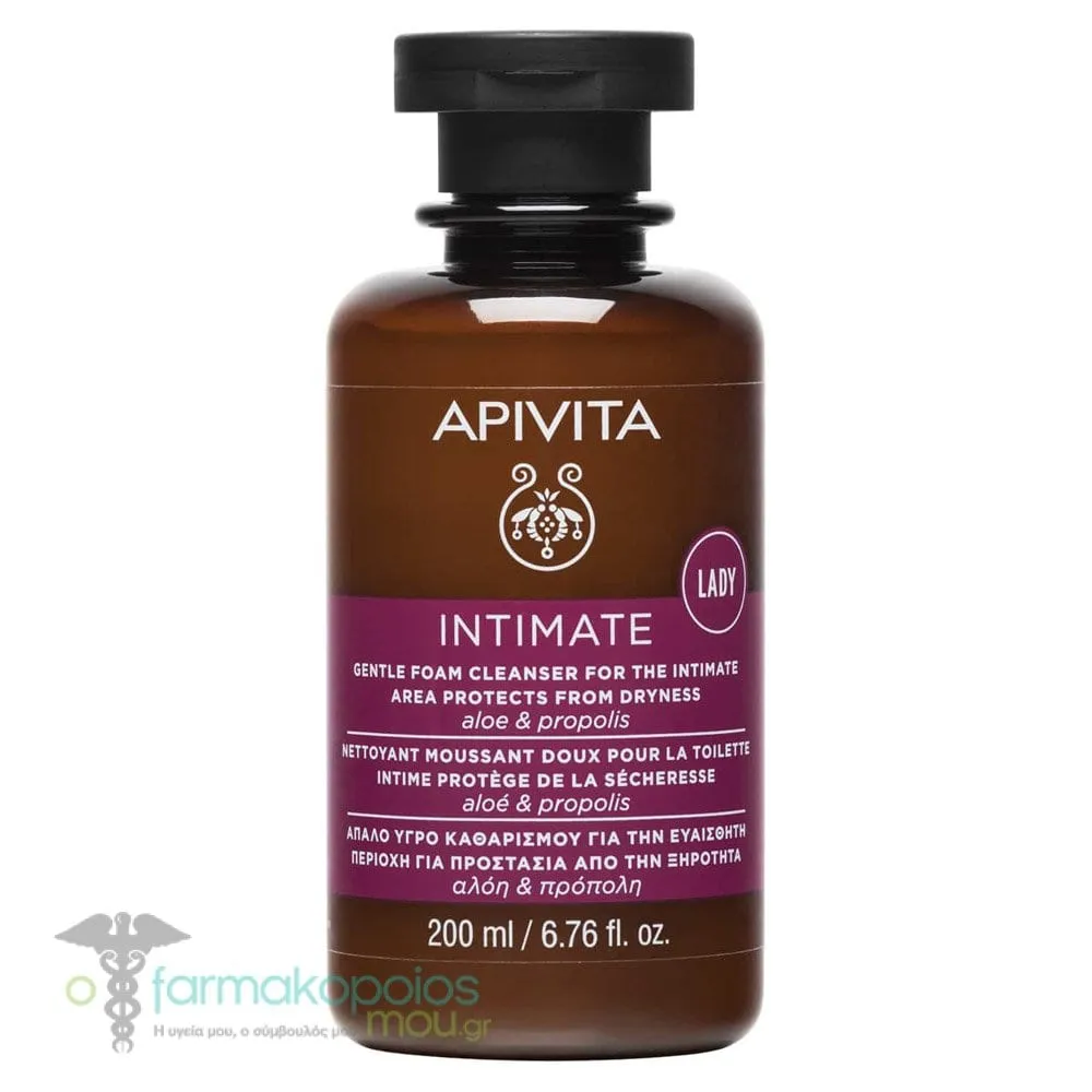 Apivita Intimate Lady Gentle Foam Cleanser for the Intimate Area Protects from Dryness with Aloe & Propolis, 200ml