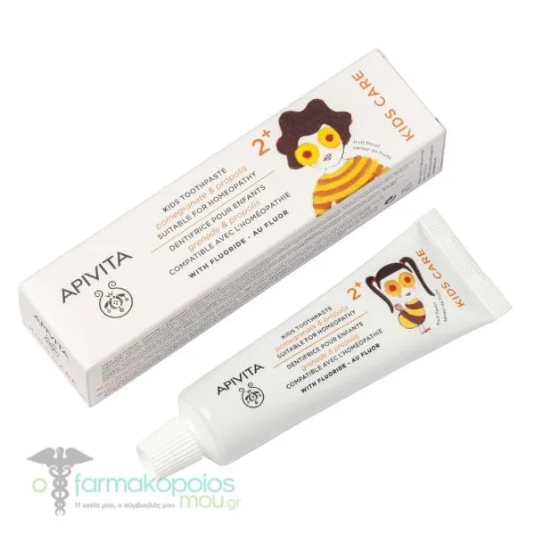 Apivita Kids Care 2+ Children's Toothpaste with Pomegranate & Propolis, 50ml