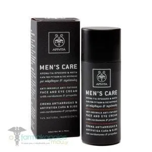 Apivita Men's Care Anti-Wrinkle Anti-Fatigue Face & Eye Cream with Cardamom & Propolis, 50ml
