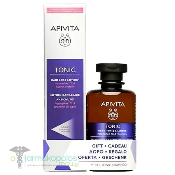Apivita Promo Men's Tonic with Tonic Hair Loss Lotion, 150ml & FREE Men's Tonic Shampoo, 250ml