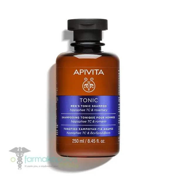 Apivita Men's Tonic Τονωτικό Σαμπουάν κατά της Ανδρικής Τριχόπτωσης με Hippophae TC & Δενδρολίβανο, 250ml