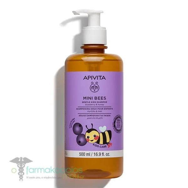 Apivita Mini Bees Απαλό Σαμπουάν για Παιδιά με Μύρτιλο & Μέλι, 500ml