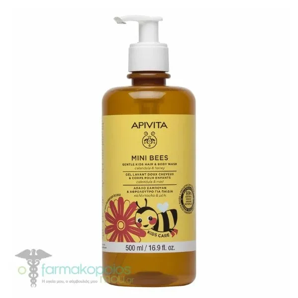 Apivita Mini Bees Gentle Kids Hair & Body Wash with Calendula & Honey, 500ml
