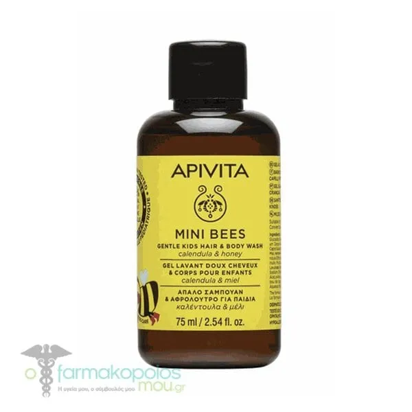 Apivita Mini Bees Gentle Kids Hair & Body Wash with Calendula & Honey, 75ml